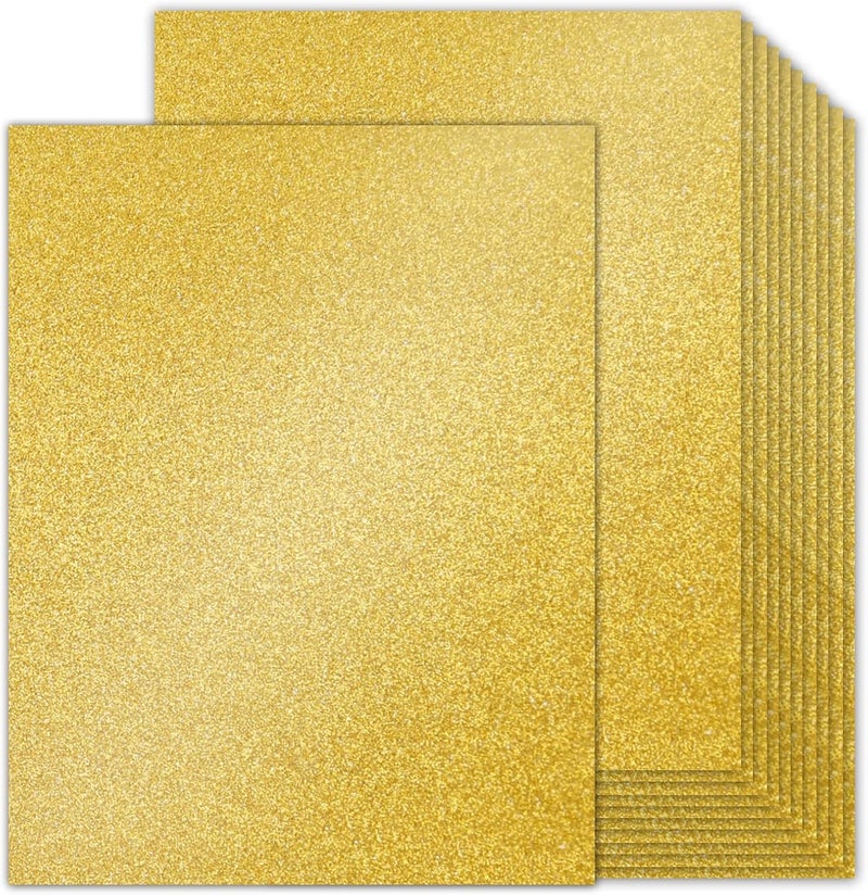 Goefun Double-Sided Gold Glitter Cardstock 8.5 x 11 24 Sheets, 100lb No-Shed Shimmer Glitter Paper for Wedding Parties, Invitations, Birthday, DIY Craft Projects, Anniversary - Image 1